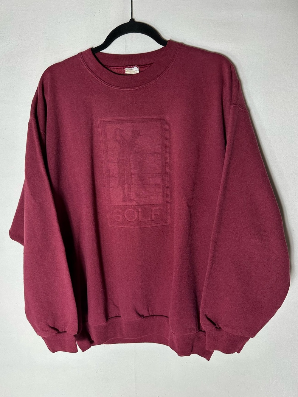 Vintage Burgundy Golf Graphic Crewneck Pullover Sweatshirt XL Dadcore 90s Retro